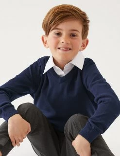 M&S Collection Jumpers 2pk Unisex Pure Cotton School Jumper (3-18 Yrs) -School Uniform Sales Store SD 04 T76 3919 F0 X EC 3