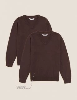 M&S Collection Jumpers 2pk Unisex Pure Cotton School Jumper (3-18 Yrs) -School Uniform Sales Store SD 04 T76 3919 N0 X EC 90