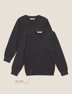M&S Collection Jumpers 2pk Unisex Pure Cotton School Jumper (3-18 Yrs) -School Uniform Sales Store SD 04 T76 3919 T0 X EC 90