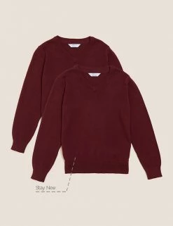 M&S Collection Jumpers 2pk Unisex Pure Cotton School Jumper (3-18 Yrs) -School Uniform Sales Store SD 04 T76 3919 XM X EC 90