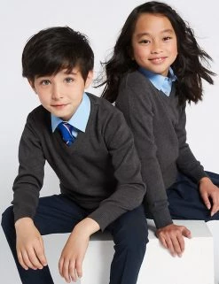 M&S Collection Jumpers Unisex Cotton Rich School Jumper (3-16 Yrs) -School Uniform Sales Store SD 04 T76 3920 T0 X EC 0