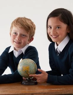 M&S Collection 2pk Unisex Slim Fit Cotton School Jumpers (3-18 Yrs) -School Uniform Sales Store SD 04 T76 3921 F0 X EC 0