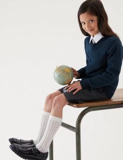 M&S Collection 2pk Unisex Slim Fit Cotton School Jumpers (3-18 Yrs) -School Uniform Sales Store SD 04 T76 3921 F0 X EC 1