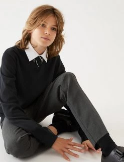 M&S Collection 2pk Unisex Slim Fit Cotton School Jumpers (3-18 Yrs) -School Uniform Sales Store SD 04 T76 3921 Y0 X EC 2