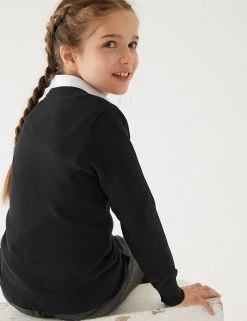 M&S Collection 2pk Unisex Slim Fit Cotton School Jumpers (3-18 Yrs) -School Uniform Sales Store SD 04 T76 3921 Y0 X EC 3