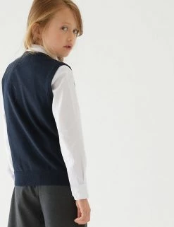 M&S Collection Jumpers Unisex Pure Cotton School Tank Top (2-18 Yrs) -School Uniform Sales Store SD 04 T76 3922 F0 X EC 3