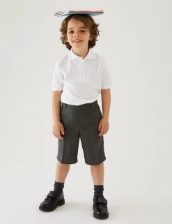 M&S Collection 2pk Boys' Easy Dressing School Shorts (3-14 Yrs)