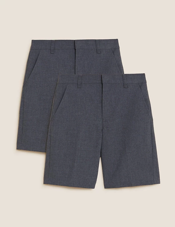 M&S Collection School 2pk Boys' Regular Leg Shorts (2-14 Yrs) 4 M&S Collection School 2pk Boys' Regular Leg Shorts (2-14 Yrs) - Image 2