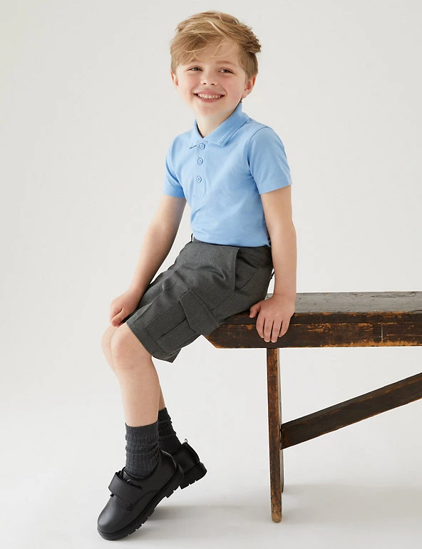 2pk Boys' Plus Fit Cargo School Shorts (4-14 Yrs) 3 2pk Boys' Plus Fit Cargo School Shorts (4-14 Yrs)