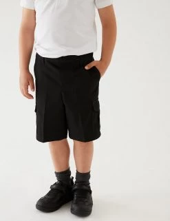 M&S Collection 2pk Boys' Regular Leg Cargo School Shorts (2-14 Yrs) -School Uniform Sales Store SD 04 T76 4953 Y0 X EC 1