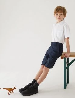 M&S Collection School 2pk Boys' Slim Leg Shorts (2-14 Yrs) -School Uniform Sales Store SD 04 T76 4964 F0 X EC 0