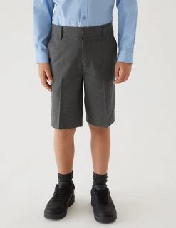 M&S Collection School 2pk Boys' Slim Leg Shorts (2-14 Yrs) -School Uniform Sales Store SD 04 T76 4964 T0 X EC 1