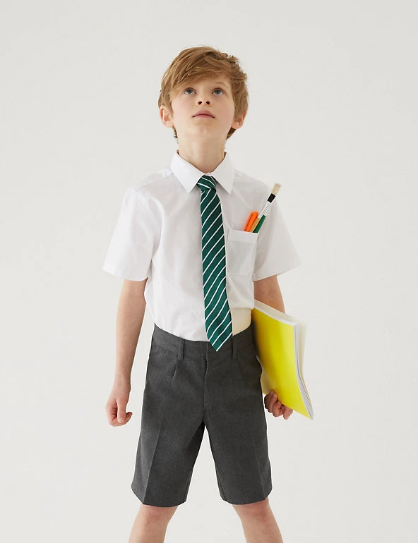 M&S Collection School 2pk Boys' Regular Leg Shorts (2-14 Yrs) 3 M&S Collection School 2pk Boys' Regular Leg Shorts (2-14 Yrs)