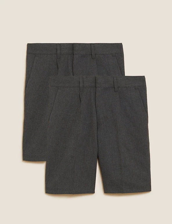 M&S Collection School 2pk Boys' Regular Leg Shorts (2-14 Yrs) 4 M&S Collection School 2pk Boys' Regular Leg Shorts (2-14 Yrs) - Image 2