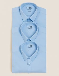M&S Collection 3pk Boys' Slim Fit Easy Iron School Shirts (2-16 Yrs) -School Uniform Sales Store SD 04 T76 5718 E0 X EC 7