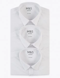 M&S Collection 3pk Boys' Longer Length Easy Iron School Shirts (4-18 Yrs) -School Uniform Sales Store SD 04 T76 5719L Z0 X EC 9