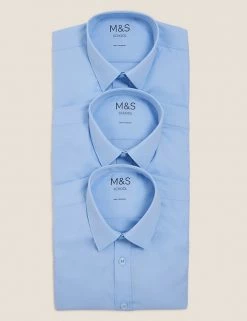 M&S Collection 3pk Boys' Easy Iron School Shirts (2-16 Yrs) -School Uniform Sales Store SD 04 T76 5719 E0 X EC 7