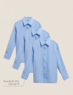 M&S Collection 3pk Boys' Easy Iron School Shirts (2-16 Yrs) -School Uniform Sales Store SD 04 T76 5719 E0 X EC 90