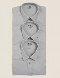 M&S Collection 3pk Boys' Easy Iron School Shirts (2-16 Yrs) -School Uniform Sales Store SD 04 T76 5719 T0 X EC 7
