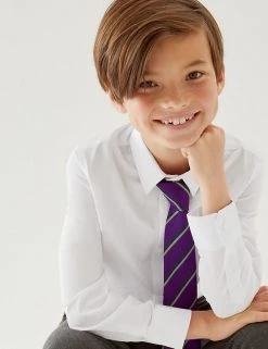 M&S Collection Boys' 2pk Slim Fit Stretch School Shirts (2-16 Yrs)