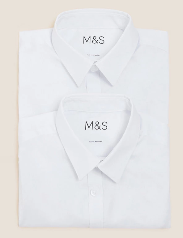 M&S Collection Boys' 2pk Skinny Fit Stretch School Shirts (2-16 Yrs) 8 M&S Collection Boys' 2pk Skinny Fit Stretch School Shirts (2-16 Yrs) - Image 6