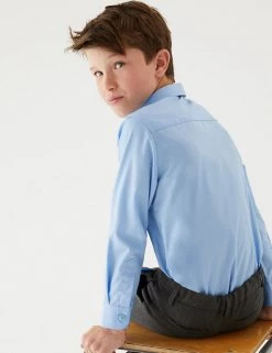 M&S Collection 2pk Boys' Non-Iron School Shirts (2-18 Yrs) -School Uniform Sales Store SD 04 T76 5768 E0 X EC 2
