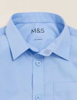 M&S Collection 2pk Boys' Non-Iron School Shirts (2-18 Yrs) -School Uniform Sales Store SD 04 T76 5768 E0 X EC 3