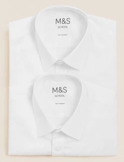 M&S Collection 2pk Boys' Non-Iron School Shirts (2-18 Yrs) -School Uniform Sales Store SD 04 T76 5768 Z0 X EC 7