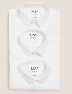 M&S Collection 3pk Boys' Easy Dressing Easy Iron School Shirts (3-18 Yrs) -School Uniform Sales Store SD 04 T76 5776 Z0 X EC 7