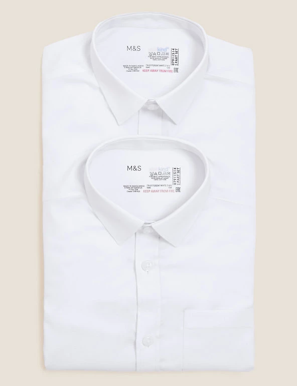 M&S Collection 2pk Boys' Cotton Regular Fit School Shirts (2-18 Yrs) 8 M&S Collection 2pk Boys' Cotton Regular Fit School Shirts (2-18 Yrs) - Image 6