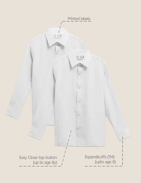 M&S Collection 2pk Boys' Cotton Regular Fit School Shirts (2-18 Yrs) 4 M&S Collection 2pk Boys' Cotton Regular Fit School Shirts (2-18 Yrs) - Image 2