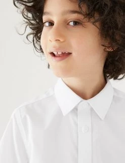 M&S Collection 3pk Boys' Longer Length Easy Iron School Shirts (4-18 Yrs) -School Uniform Sales Store SD 04 T76 5812L Z0 X EC 1