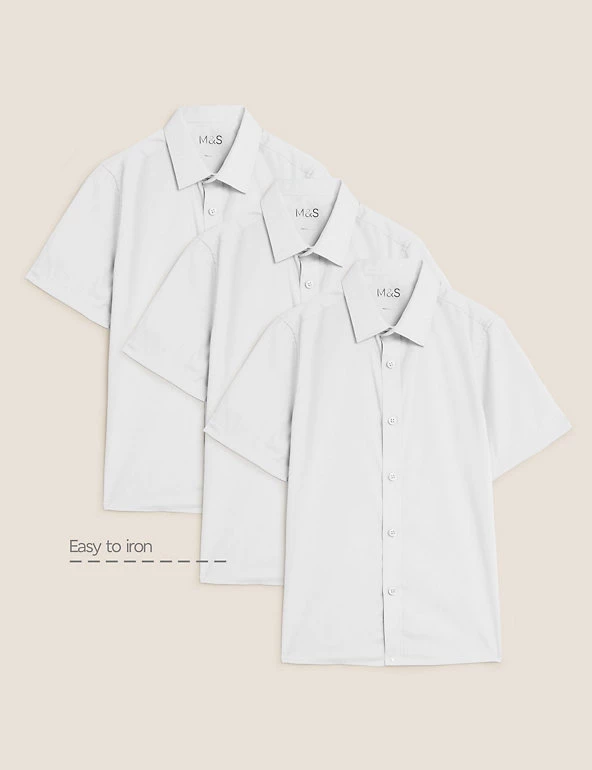 M&S Collection 3pk Boys' Easy Iron School Shirts (2-16 Yrs) 4 M&S Collection 3pk Boys' Easy Iron School Shirts (2-16 Yrs) - Image 2