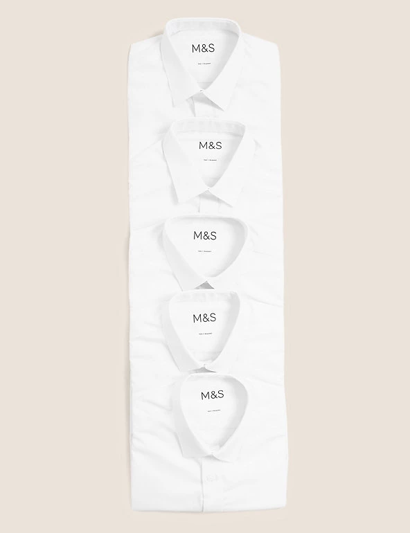 M&S Collection Boys' 5pk Regular Fit Easy To Iron School Shirts (2-18 Yrs) 7 M&S Collection Boys' 5pk Regular Fit Easy To Iron School Shirts (2-18 Yrs) - Image 5