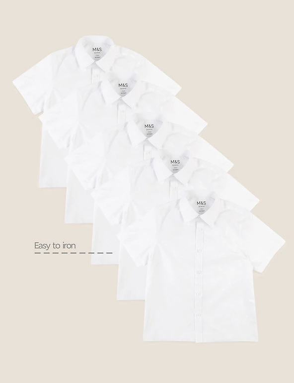 M&S Collection Boys' 5pk Regular Fit Easy To Iron School Shirts (2-18 Yrs) 4 M&S Collection Boys' 5pk Regular Fit Easy To Iron School Shirts (2-18 Yrs) - Image 2