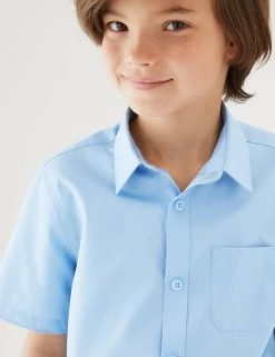 M&S Collection 2pk Boys' Non-Iron School Shirts (2-18 Yrs) -School Uniform Sales Store SD 04 T76 5871 E0 X EC 1