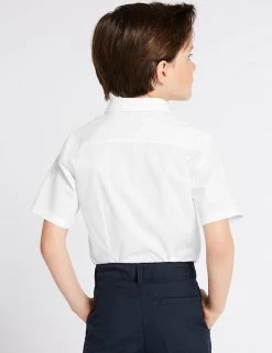 M&S Collection 2pk Boys' Slim Fit Non-Iron School Shirts (2-18 Yrs) -School Uniform Sales Store SD 04 T76 5883 Z0 X EC 1
