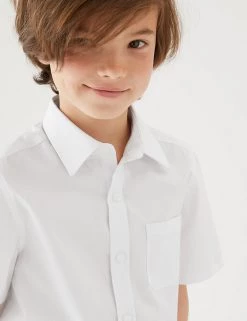 M&S Collection 2pk Boys' Cotton Regular Fit School Shirts (2-18 Yrs) -School Uniform Sales Store SD 04 T76 5888S Z0 X EC 1
