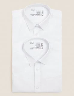 M&S Collection 2pk Boys' Cotton Regular Fit School Shirts (2-18 Yrs) -School Uniform Sales Store SD 04 T76 5888S Z0 X EC 7