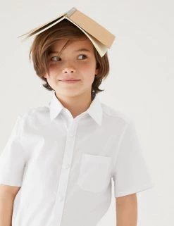 M&S Collection 2pk Boys' Cotton Slim Fit School Shirts (2-18 Yrs)