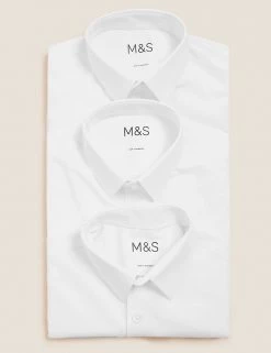 M&S Collection 3pk Boys' Easy Dressing Easy Iron School Shirts (3-18 Yrs) -School Uniform Sales Store SD 04 T76 5892 Z0 X EC 7