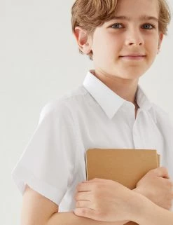 M&S Collection Boys' 2pk Slim Fit Stretch School Shirts (2-18 Yrs) -School Uniform Sales Store SD 04 T76 5893 Z0 X EC 1