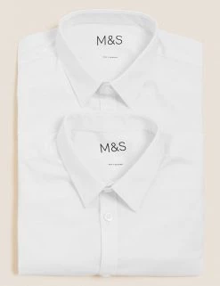 M&S Collection Boys' 2pk Skinny Fit Stretch School Shirts (2-18 Yrs) -School Uniform Sales Store SD 04 T76 5895 Z0 X EC 7