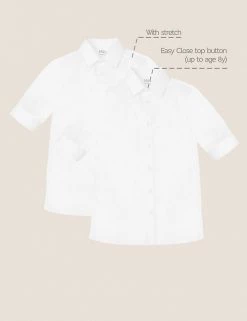 M&S Collection Boys' 2pk Skinny Fit Stretch School Shirts (2-18 Yrs) -School Uniform Sales Store SD 04 T76 5895 Z0 X EC 90