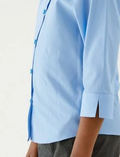 M&S Collection 2pk Girls' 3/4 Sleeve Easy Iron School Shirts (2-16 Yrs) -School Uniform Sales Store SD 04 T76 5924 E0 X EC 3