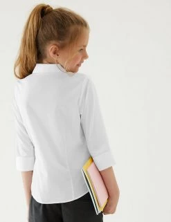 M&S Collection 2pk Girls' 3/4 Sleeve Easy Iron School Shirts (2-16 Yrs) -School Uniform Sales Store SD 04 T76 5924 Z0 X EC 1