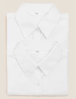 M&S Collection 2pk Girls' Cap Sleeve Easy Iron School Shirts (2-16 Yrs) -School Uniform Sales Store SD 04 T76 5930 Z0 X EC 7