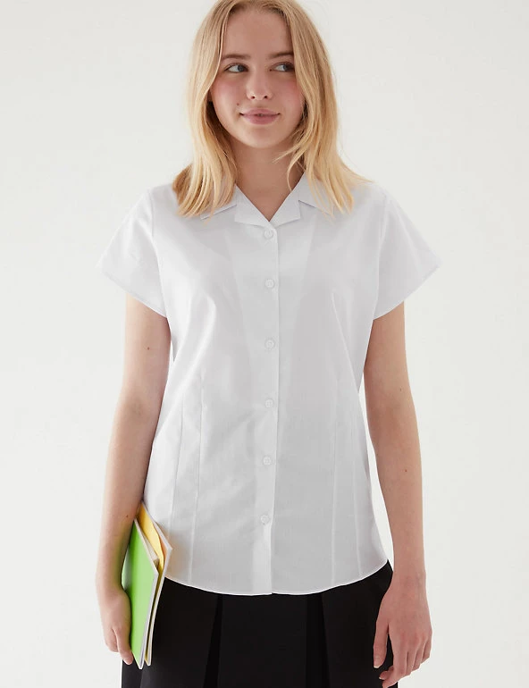 M&S Collection 2pk Girls' Easy Iron School Shirts (2-16 Yrs) 3 M&S Collection 2pk Girls' Easy Iron School Shirts (2-16 Yrs)