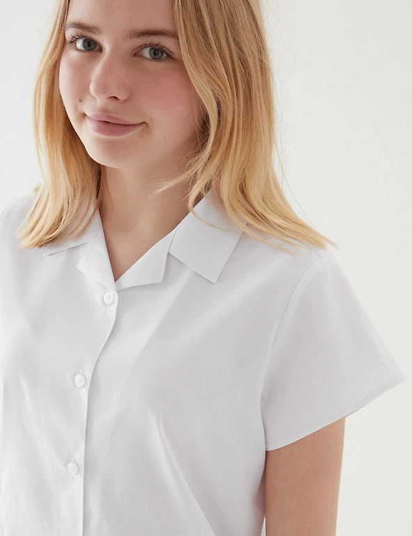M&S Collection 2pk Girls' Easy Iron School Shirts (2-16 Yrs) 5 M&S Collection 2pk Girls' Easy Iron School Shirts (2-16 Yrs) - Image 3