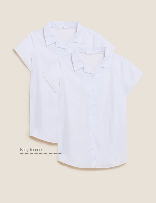 M&S Collection 2pk Girls' Easy Iron School Shirts (2-16 Yrs) 4 M&S Collection 2pk Girls' Easy Iron School Shirts (2-16 Yrs) - Image 2